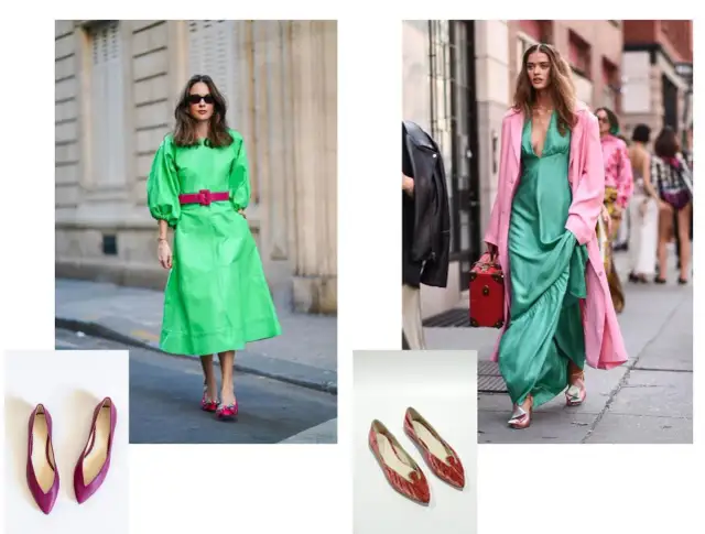 Con qué color de sandalias combina un vestido verde para lucir perfecta