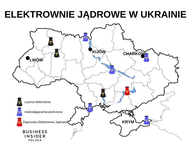 Ukraina: Elektrownie jądrowe mapa, status, zagrożenia