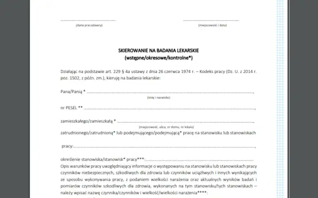 Skierowanie na badania okresowe - jak długo jest ważne?