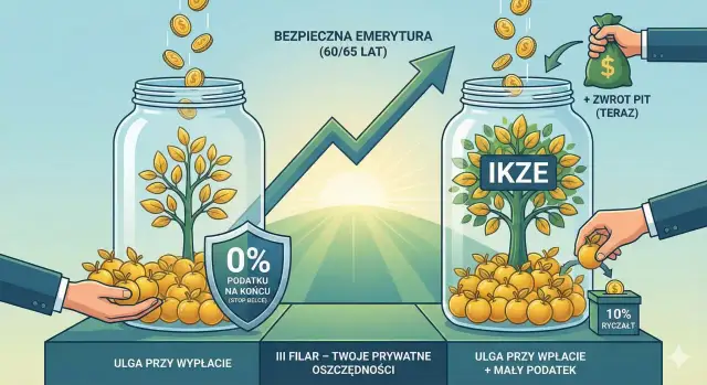 Oszczędzanie na emeryturę z IKZE to mądra decyzja. Ulga przy wypłacie i mały podatek to korzyści, które pomogą Ci zbudować bezpieczną przyszłość.