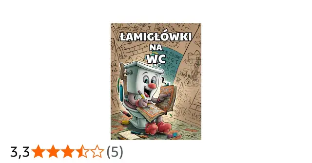 Zabawna zagadka na logike z postacią toalety rozwiązującą labirynt.