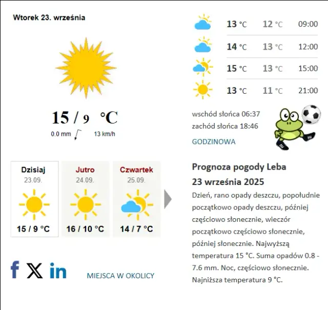 Jaka pogoda w Łebie? Sprawdź, co Cię czeka dzisiaj!
