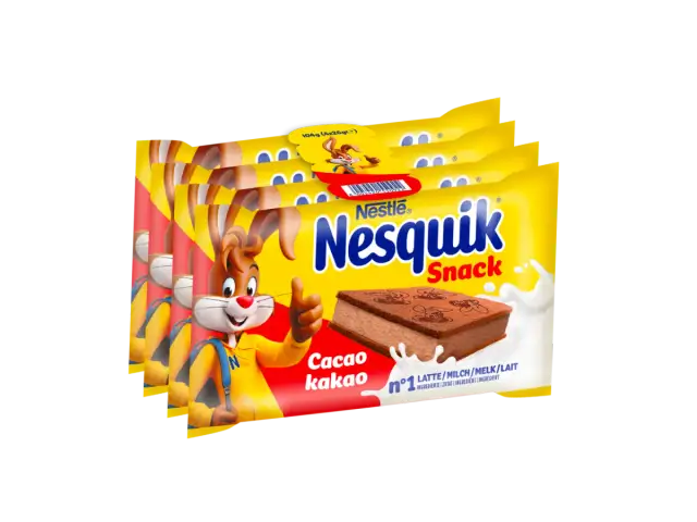 Opakowania Nesquik Snack o smaku kakaowym z królikiem.