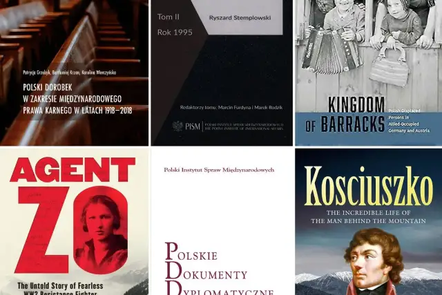 Okładki książek: "Polski dorobek w zakresie międzynarodowego prawa karnego", "Kingdom of Barracks", "Agent 70", "Kościuszko". To może być początek rankingu polskich powieści historycznych.