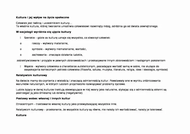 Fragment tekstu artykułu o kulturze, z nagłówkami i wypunktowaniami.