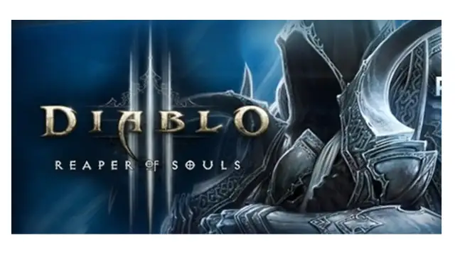 Postać w zbroi z logiem Diablo 3 Reaper of Souls.