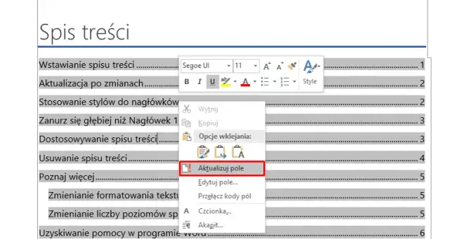 Jak zrobić spis treści w Wordzie i uniknąć problemów z nawigacją