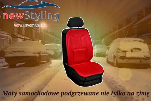 NoweStyling: podgrzewane maty na fotele samochodowe zapewnią komfort w każdą pogodę. Zobacz je na tle zaśnieżonej ulicy.