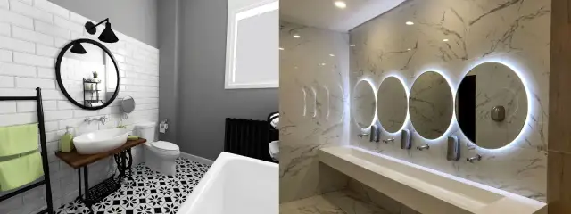 Jakie oświetlenie do okrągłego lustra, aby uniknąć złego efektu?