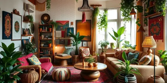 Wohnzimmer boho style deko: kreative Ideen für einen einzigartigen Look