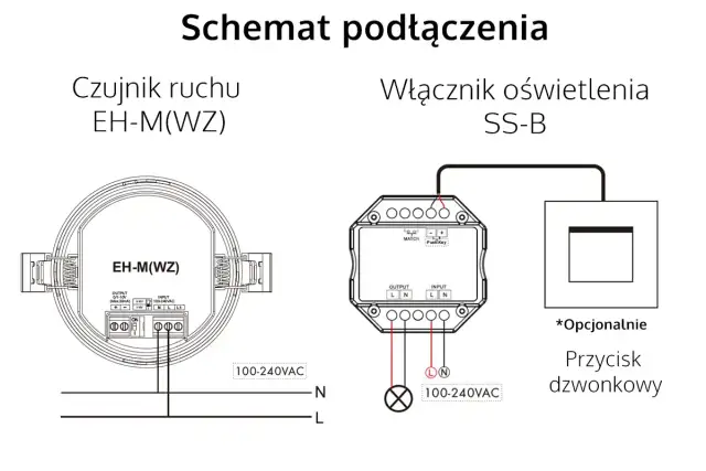 Schemat podłączenia czujnika ruchu z wyłącznikiem - Pełna kontrola światła