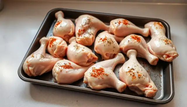 Myślę, że "Pałki z kurczaka: Czas i temperatura na soczystość i chrupkość" to dobry tytuł.