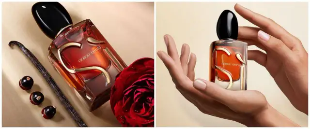 Perfumy Si Giorgio Armani, które najładniejsze? Elegancka butelka z płatkami róży, wanilią i czarną porzeczką.