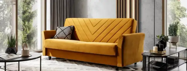 Musztardowa kanapa jakie dodatki, aby uniknąć przytłoczenia wnętrza