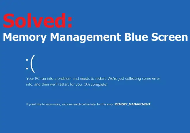 Rozwiązany problem: blue screen windows 11, błąd Memory Management. Komputer wymaga restartu.