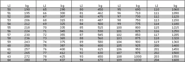 Reifen Traglastindex: Tabelle, Bedeutung & Sicherheit erklärt