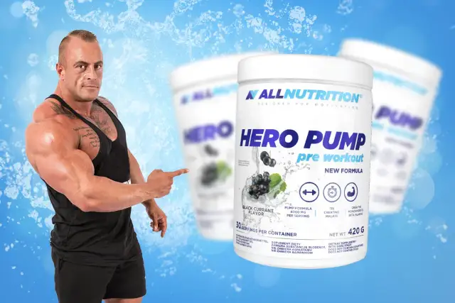 Kulturysta wskazuje na suplement Hero Pump pre workout. Dowiedz się, ile cytruliny przed treningiem zapewni Ci ten produkt.
