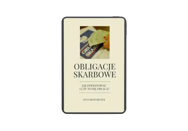 Grafika przedstawia ekran telefonu z napisem "Obligacje Skarbowe" i dłonią trzymającą banknoty.