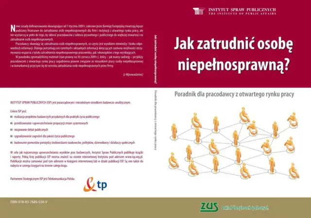 Grafika przedstawia schemat połączeń między ludźmi, w tym osobami na wózkach inwalidzkich.