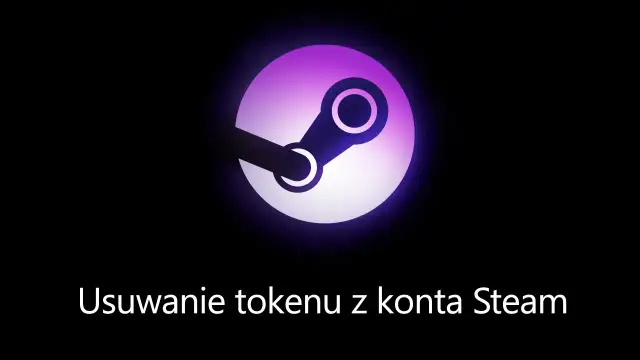 Logo Steam w fioletowo-białej poświacie na czarnym tle.