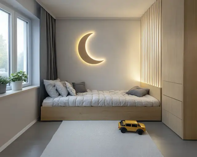 Aranżacja ściany za łóżkiem dziecka: pomysły, bezpieczeństwo, funkcjonalność