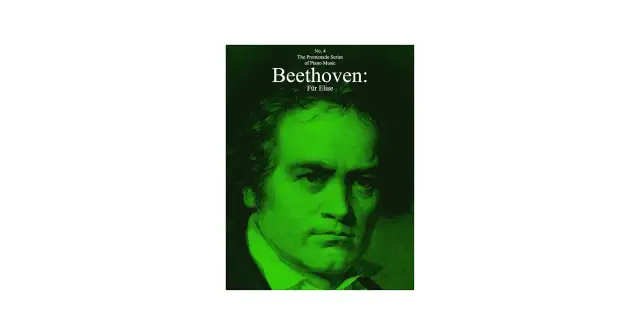 Portret Beethovena w zielonej tonacji, z napisem "Beethoven: Für Elise".
