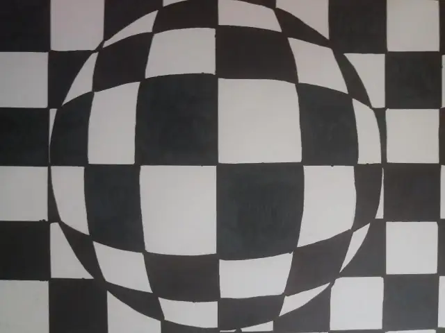 Czarno-biała kula z szachownicą, tworząca iluzję optyczną. Proste, ale efektowne op art łatwe do wykonania.