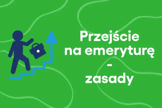 Przejście na emeryturę - zasady. Czy emeryta obowiązuje okres wypowiedzenia? Ikona osoby z teczką i rosnąca drabina.
