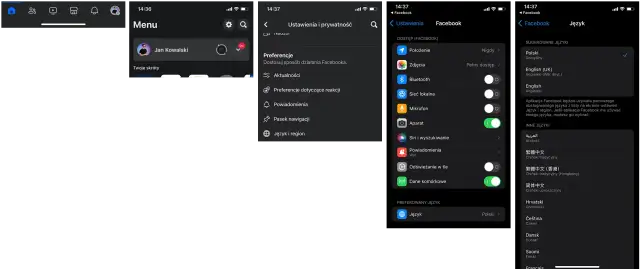 Jak zmienić język na Facebooku: Menu > Ustawienia i prywatność > Język i region > Język. Wybierz preferowany język z listy.