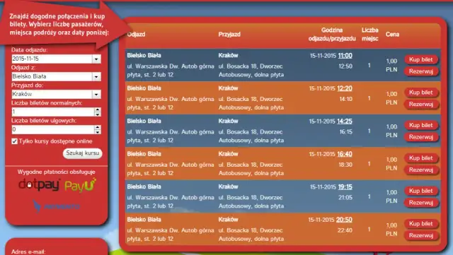 Lajkonik Bielsko-Biała Kraków: Rozkład jazdy, ceny, bilety online
