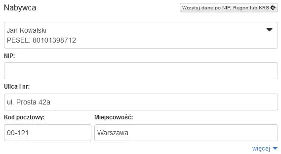 Jakie dane są potrzebne do faktury na osobę prywatną?