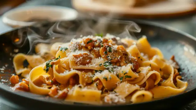 Papardelle z kurkami - Przepis na makaron z kurkami i sosem