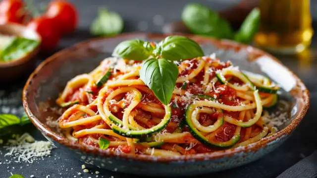 Makaron z cukinią w sosie pomidorowym - Pyszny i prosty przepis