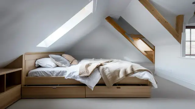 Niskie łóżko do sypialni: Jakie łóżko wybrać na poddasze, by zaoszczędzić miejsce?