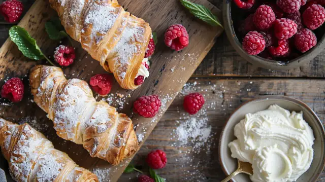 Kruche rogaliki lub rolada z kremem mascarpone - słodkie przysmaki