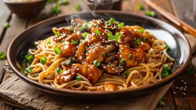 Makaron z sosem sojowym i kurczakiem: Aromatyczny obiad