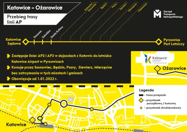 Ile jedzie autobus AP z Katowic na lotnisko? Oto kluczowe informacje.