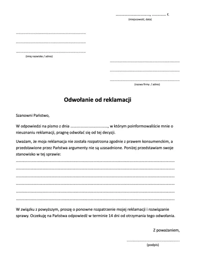 Jak napisać odwołanie od reklamacji butów - skuteczny wzór i porady