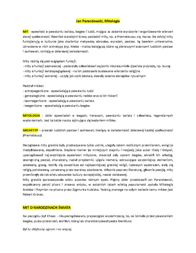 Mit o powstaniu świata Parandowskiego: interpretacja i wpływ na kulturę polską