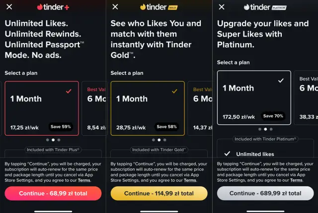 Tinder oferuje różne plany subskrypcji, od Plus po Platinum. Czy Tinder jest darmowy? Podstawowa wersja jest, ale płatne plany dają więcej możliwości.