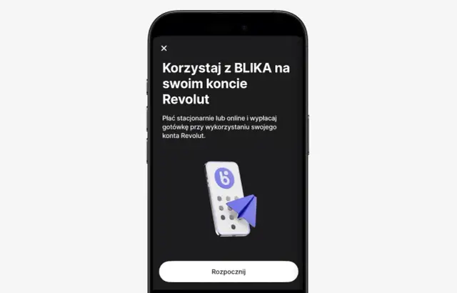 Aplikacja Revolut pozwala korzystać z BLIKA do płatności online i stacjonarnych oraz wypłat gotówki.