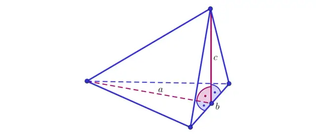 Geometryczny rysunek przedstawia trójkąt ostrokątny z zaznaczonymi bokami a, b, c i kątami.