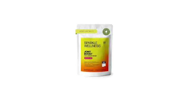 Opakowanie proszku "Joint Boost" od Sparkle Wellness, wspierające mobilność stawów. Smak mieszanych jagód.