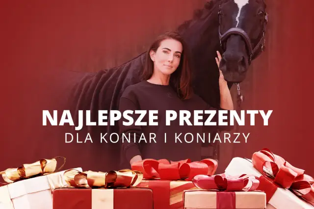 Kobieta z koniem, stosy prezentów. Idealny prezent dla jeźdźca i jego wierzchowca.