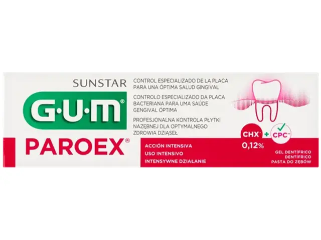 Pasta do zębów GUM Paroex z chlorheksydyną 0,12% do intensywnej pielęgnacji dziąseł.