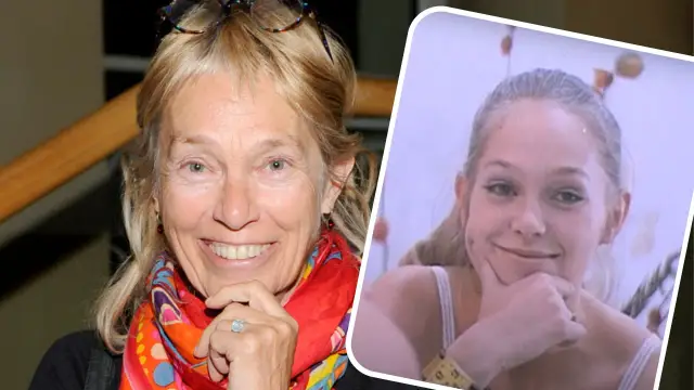 Małgorzata Braunek, uśmiechnięta, z pierścionkiem na palcu, obok jej młodsze zdjęcie. Choroba nie złamała jej ducha.