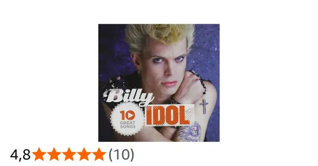 Okładka albumu "Billy Idol: 10 Great Songs" z charakterystycznym wizerunkiem artysty.