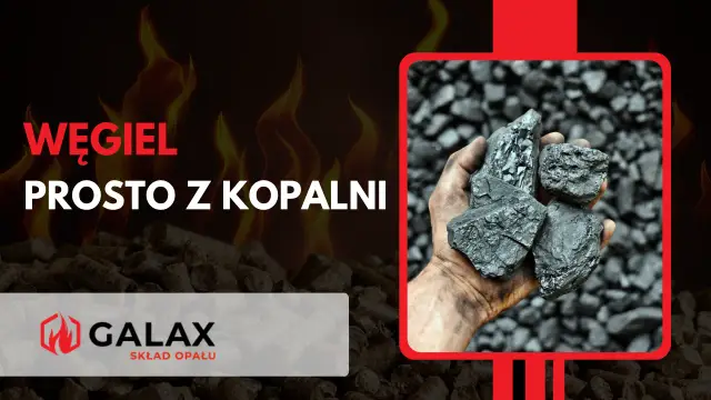 Dłoń trzymająca bryły węgla na tle stosu węgla i płomieni.