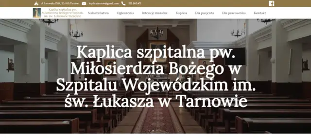 Wnętrze kaplicy szpitalnej pw. Miłosierdzia Bożego w Tarnowie, dedykowanej św. Łukaszowi. Miejsce modlitwy i refleksji.