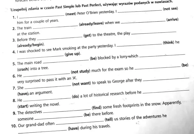 Ćwiczenia Past Simple i Past Perfect: Opanuj różnice z PDF!